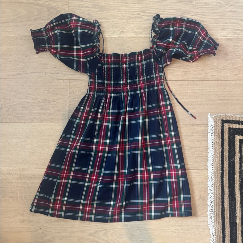 Athena Hill House Smocked Mini Plaid Dress